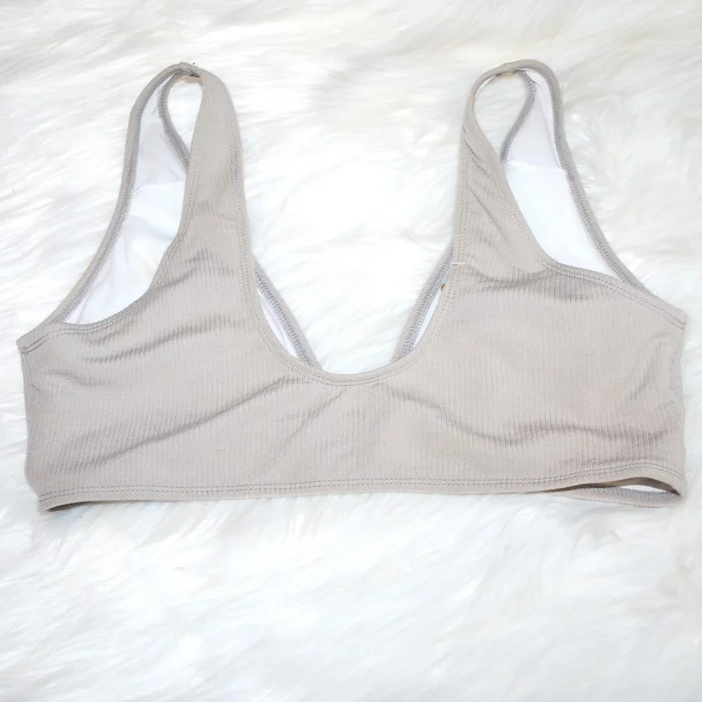 Tan Split Bikini Swimsuit Bathing Suit L